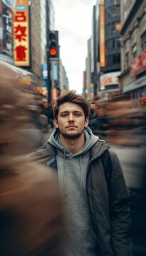 Man motion blur city portrait speed movement urban dynamic focus