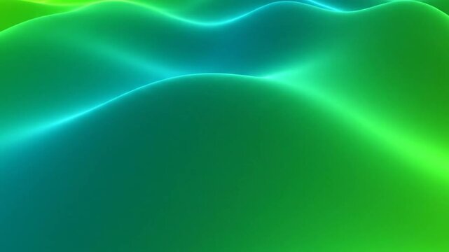 Abstract flowing wave of vibrant green and blue colors with illuminated highlights for a modern background