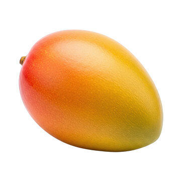 Fresh ripe mango fruit with vibrant orange and yellow skin isolated on transparent background