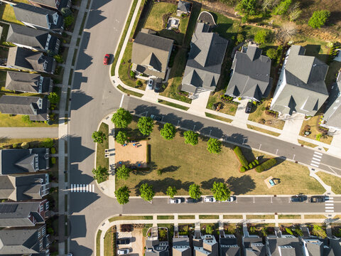 Aerial view of a new housing development in Wendell , in Eastern Wake County, North Carolina, a fast growing suburb of Raleigh