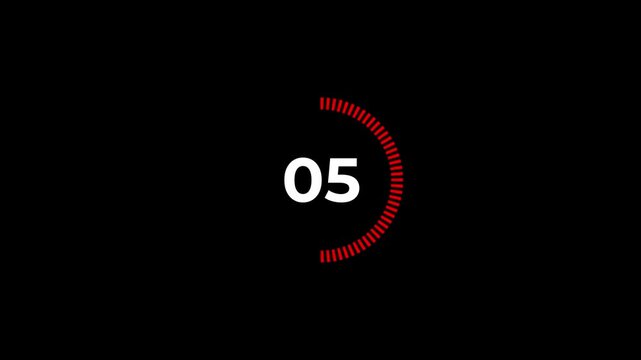 countdown with circle ten seconds count down isolated on black background.4k video
