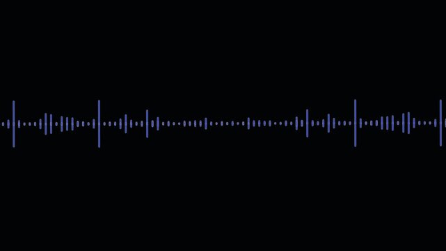 Sound wave audio spectrum black background, audio waveform spectrum animation.4k abstract music sound wave or audio wavefrom isolated on black background.Audio waves Animated on black background,