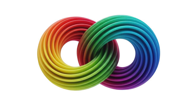 Colorful abstract mobius loop with rainbow gradient isolated on transparent background