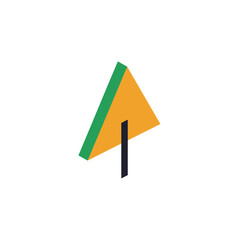 Fototapeta premium Abstract geometric tree symbol in isometric view.