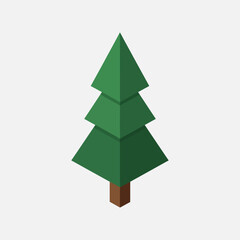 Obraz premium Stylized Isometric Green Christmas Tree Illustration.