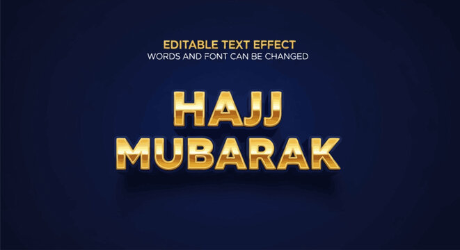 Golden Hajj Mubarak Text Effect for Islamic Celebrations and Greetings