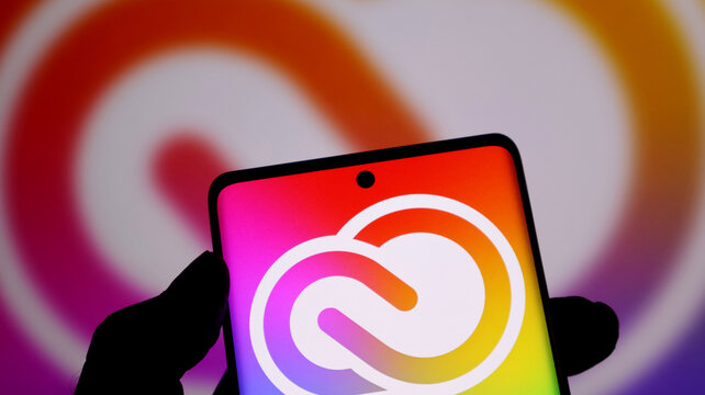 Adobe creative cloud logo displayed on a smartphone screen