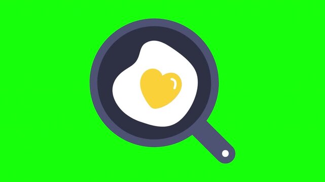 Heart Shaped Egg Yolk in Frying Pan Animation