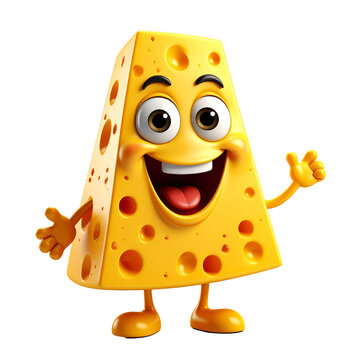 Morceau de gruy&egrave;re souriant, personnage en 3 d