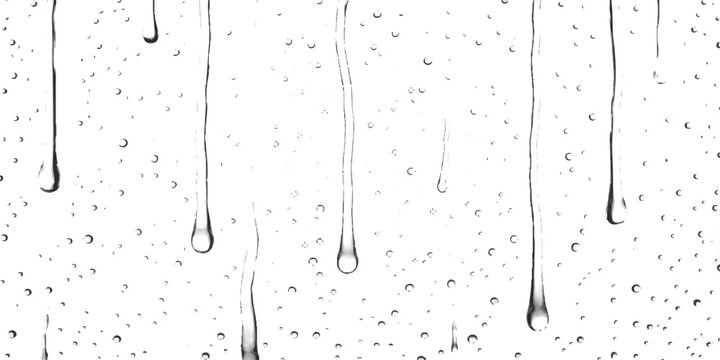 Abstract rain droplets on glass surface with scattered typography vector illustration