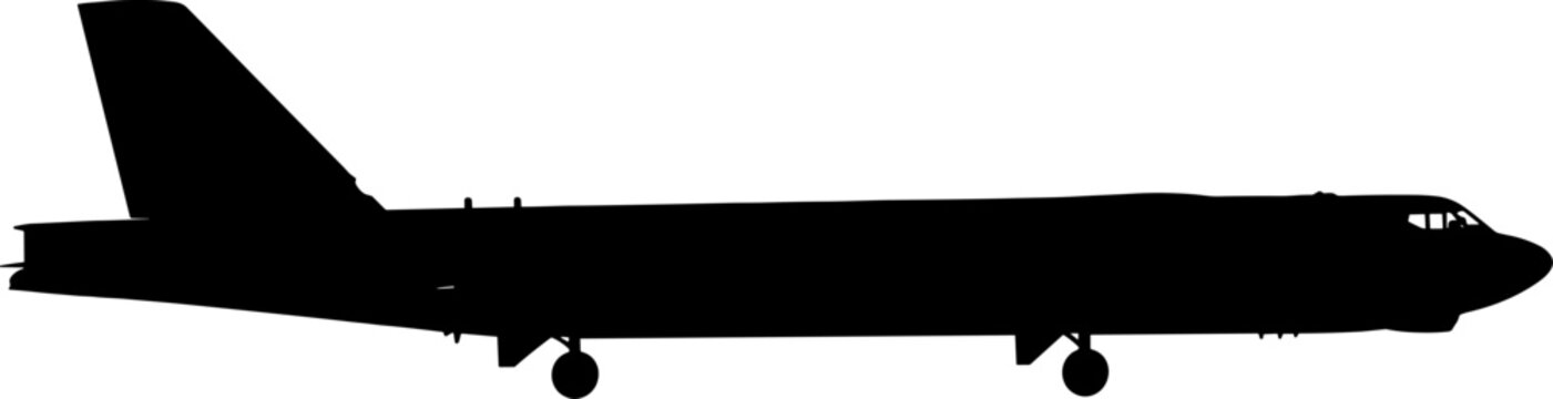 Long range strategic heavy bomber silhouette in flight profile