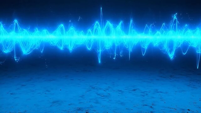 Blue glowing wave pattern on textured surface emphasizing natural beauty and tranquility