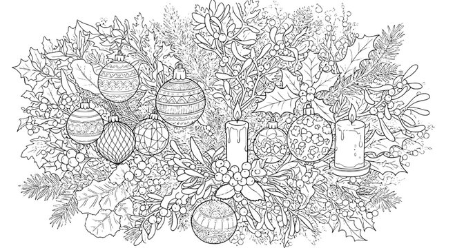 Cup coffee icon with steam rising above ornate hand-drawn floral and bubble pattern, monochrome line art for cafe menus