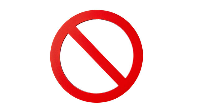 Red prohibition sign symbol of negation, isolated on transparent background
