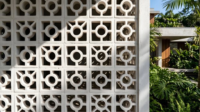 Modern White Breeze Block Wall Pattern