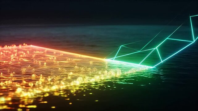 Abstract neon light pattern over water symbolizing trust, reliability, and security