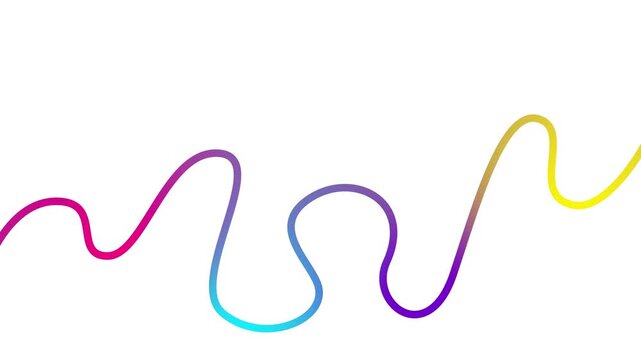 Animated colorful tape appear and disappear. Decorative line with smooth. Looped video. Linear vector illustration isolated on white background.