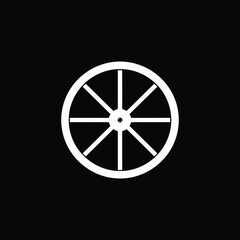 Obraz premium A simple white wheel icon on a black background