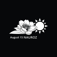 Fototapeta premium A black and white illustration of a flower and sun celebrating Naurozi on August 15