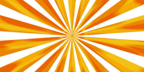 Fototapeta premium Groovy starburst with colorful rays. Abstract disco striped background. Orange, pink and green sun retro psychedelic design.