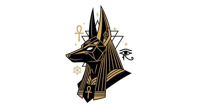 Ancient Egyptian Anubis God of the Afterlife Illustration.