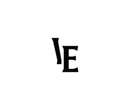 Large black letter E and backslash on white background  graphic resource