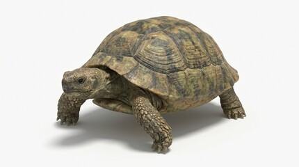 Obraz premium Large tortoise walking forward with its legs and head visible