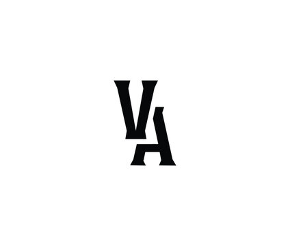 Black letters V and A in bold serif font  isolated on transparent background
