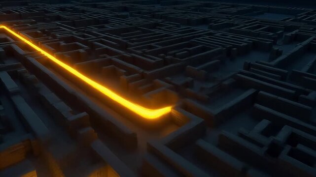 Labyrinth with glowing path for engaging brand promotion and marketing