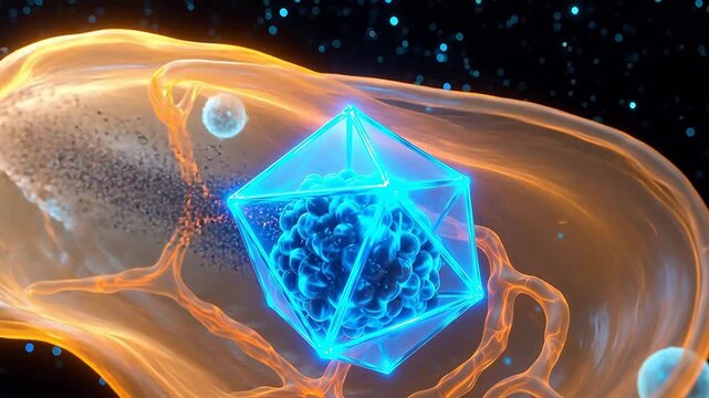 Cellular structure with virus and geometric shape perfect for social media campaigns and vlogs