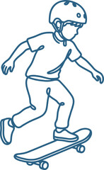 Fototapeta premium A boy riding a skateboard with a helmet on