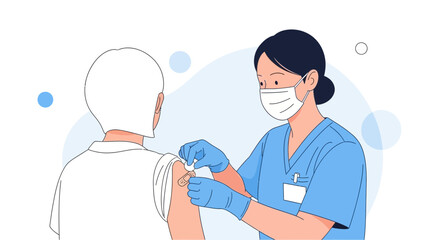 Naklejka premium Nurse Administering Vaccine Injection to Patient Arm, Healthcare Concept