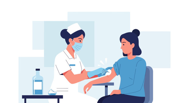 Nurse Administering Vaccine Injection to Patient in Medical Clinic