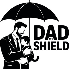 Naklejka premium Fathers day shield a loving tribute to dads as protectors and heroes