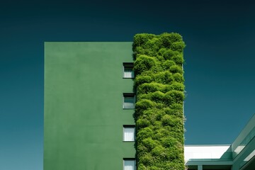 Obraz premium Apartment building featuring vertical plant column in city exterior