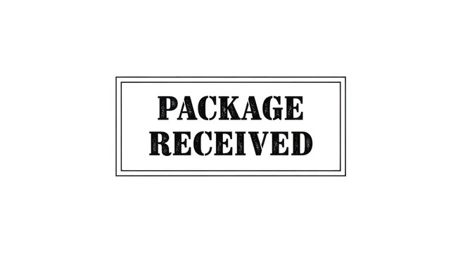 Package received notification label with black border