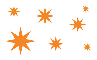 Obraz premium Abstract yellow star, shapes collection, vector illustration of stylized star symbols for decoration, icons, badges, and creative graphic design projects