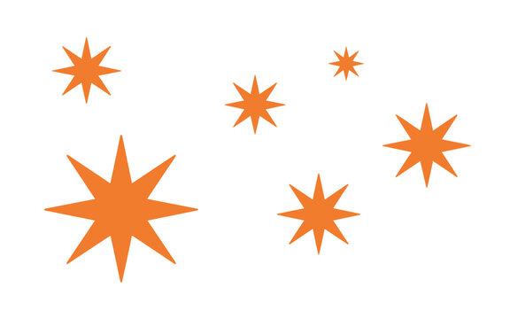 Abstract yellow star shapes vector set, stylized star symbols for decoration, badges, icons, and creative modern graphic design projects
