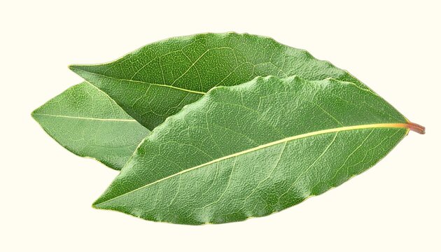Bay Leaves Isolated on White Background, Laurus nobilis Classic Culinary Herb Concept