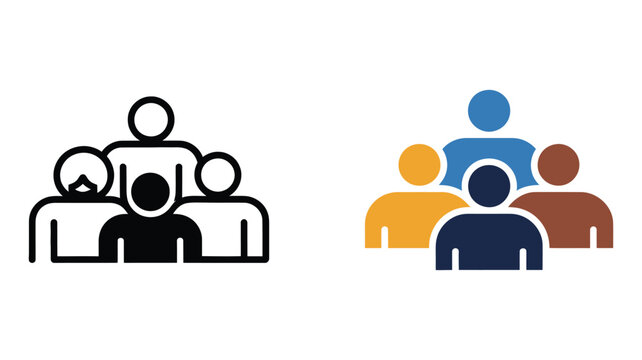 Group of people icon in different colors, multicultural team and group symbol, user group avatars collection