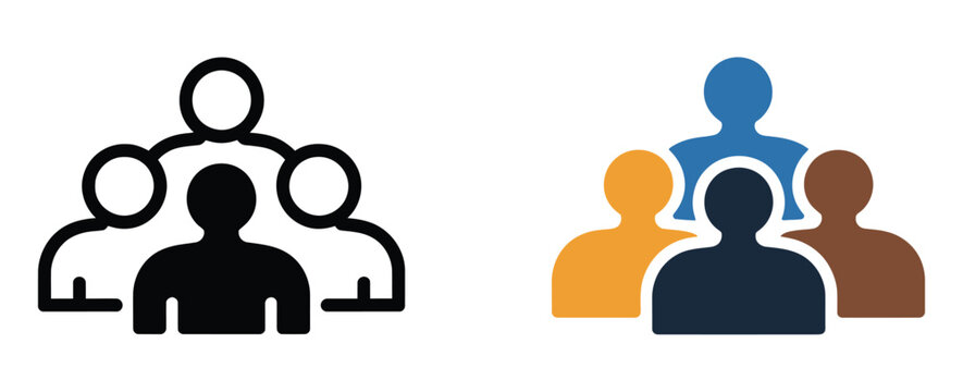 Group of people icon in different colors, community and team concept, diverse user avatars, modern flat design set for social networks