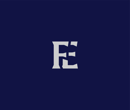 Monogram letter E and F on blue background  elegant design element