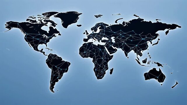 World map with network connections emphasizing family bonds and togetherness