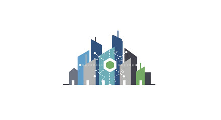 Fototapeta premium A stylized illustration of a cityscape skyline.
