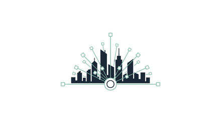 Obraz premium Cityscape with modern buildings and technology.