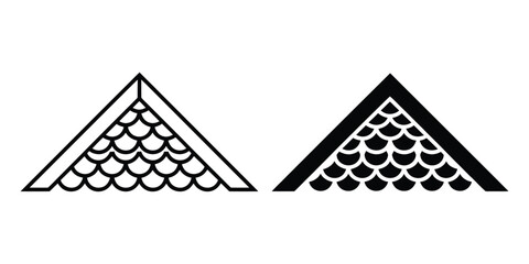 Roof peak scallop icon symbol architecture design, stylized roof apex and scalloped edge detail, clean geometric building symbol © MUNNU
