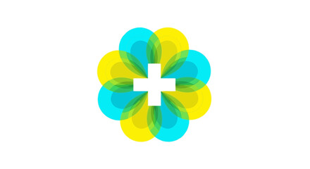 Fototapeta premium Abstract Colorful Plus Symbol Resembling a Blooming Flower Signifying Growth and Positivity