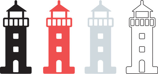 Obraz premium Navigation Lighthouse Flat Icon Pack