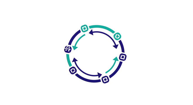 Abstract Circular Illustration Representing Process Flow, Cycle, And Conceptual Diagram