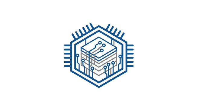 Abstract Digital Network Logo Representing Data Processing and Technological Advancement